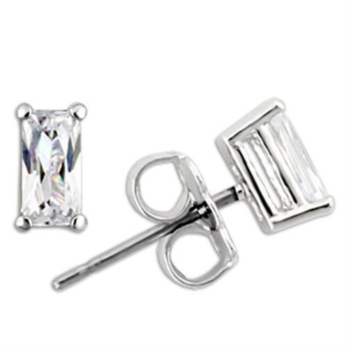 Stainless Earring With Aaa Grade Cz In Clear-6X3mm