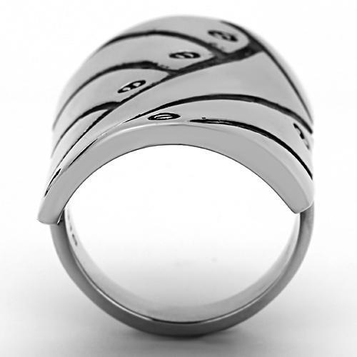 Tk1010 - High Polished (No Plating) Stainless Steel Ring With No Stone - 5