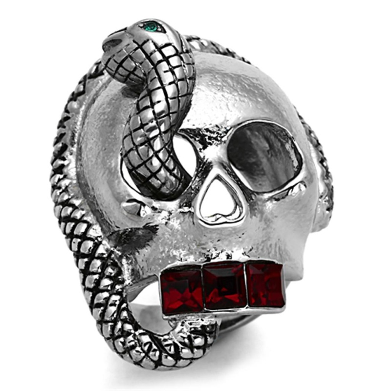 Tk1038 - High Polished (No Plating) Stainless Steel Ring With Top Grade Crystal In Multi Color