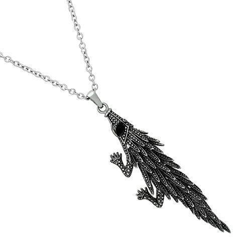 High Polished (No Plating) Stainless Steel Pendant With Top Grade Crystal In Jet