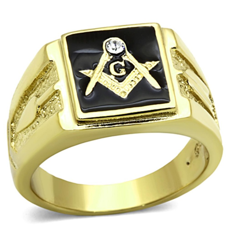 Tk1159 - Ip Gold(Ion Plating) Stainless Steel Ring With Top Grade Crystal In Clear