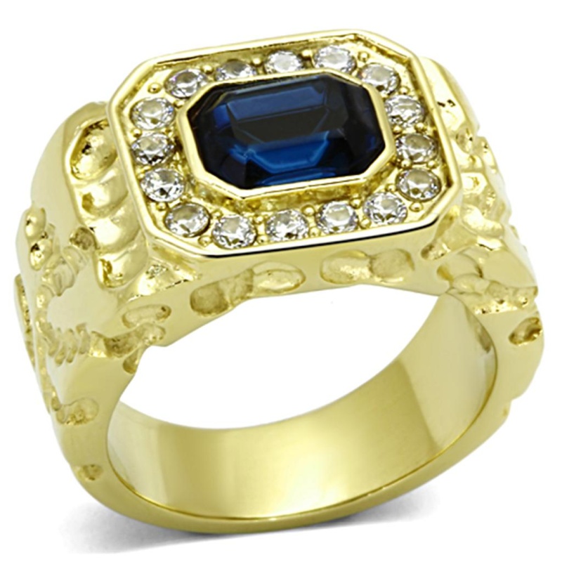 Tk1192 - Ip Gold(Ion Plating) Stainless Steel Ring With Top Grade Crystal In Montana