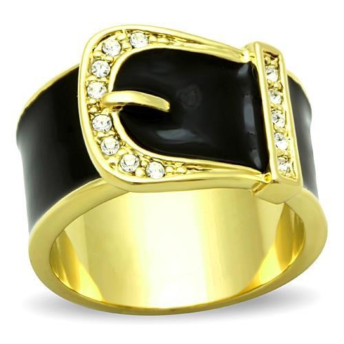 Tk1396 - Ip Gold(Ion Plating) Stainless Steel Ring With Top Grade Crystal In Clear