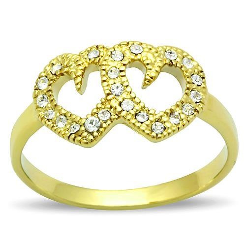 Tk1398 - Ip Gold(Ion Plating) Stainless Steel Ring With Top Grade Crystal In Clear
