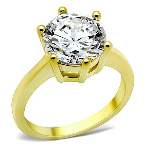 Tk1407 - Ip Gold(Ion Plating) Stainless Steel Ring With Aaa Grade Cz In Clear