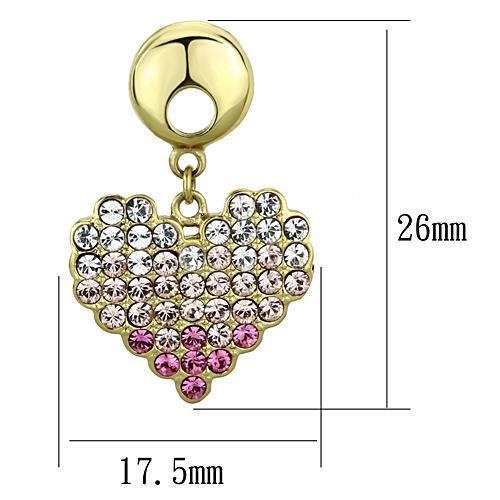 Ip Gold(Ion Plating) Stainless Steel Earrings With Top Grade Crystal In Multi Color