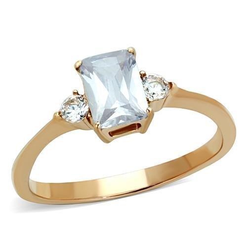 Tk1589 - Ip Rose Gold(Ion Plating) Stainless Steel Ring With Aaa Grade Cz In Clear
