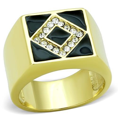 Tk1613 - Ip Gold(Ion Plating) Stainless Steel Ring With Top Grade Crystal In Clear