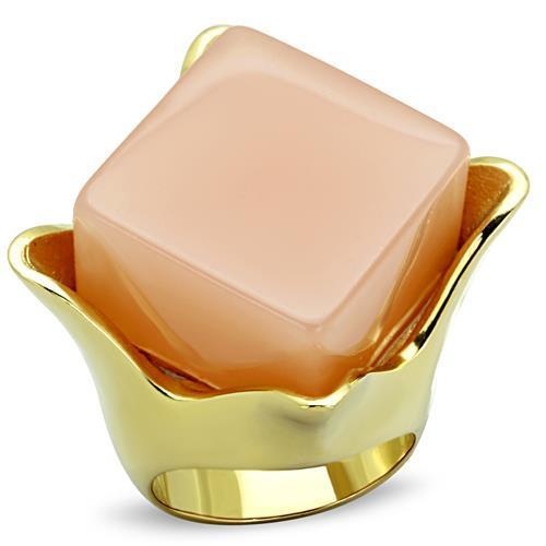 Tk1730 - Ip Gold(Ion Plating) Stainless Steel Ring With Synthetic Synthetic Stone In Light Rose