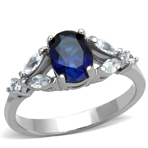 Tk1764 - High Polished (No Plating) Stainless Steel Ring With Synthetic Synthetic Glass In Montana