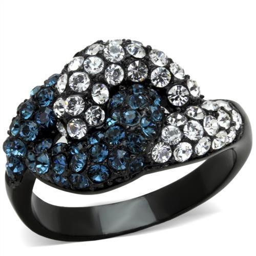 Tk1833 - Ip Black(Ion Plating) Stainless Steel Ring With Top Grade Crystal In Montana
