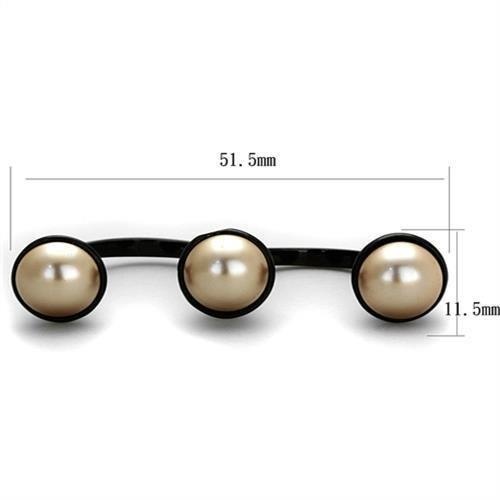 Tk2104 - Ip Black(Ion Plating) Stainless Steel Ring With Synthetic Pearl In Metallic Light Gold - 8