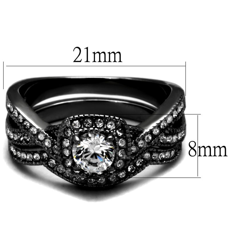 Tk2296j- Stainless Steel Ring With Aaa Grade Cz In Clear Ion Plating-Black