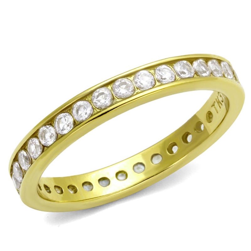 Tk2343g - Ip Gold(Ion Plating) Stainless Steel Ring With Aaa Grade Cz In Clear