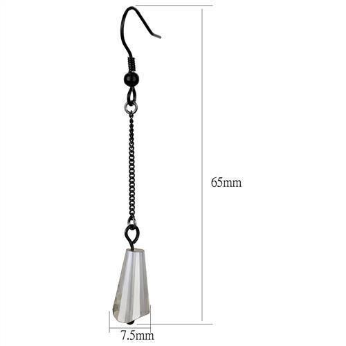 Ip Black(Ion Plating) Stainless Steel Earrings With Synthetic Synthetic Glass In Clear