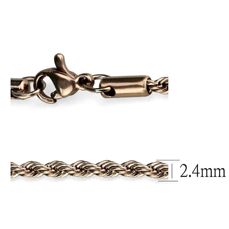 Tk2433r - Ip Rose Gold(Ion Plating) Stainless Steel Chain With No Stone - 18"