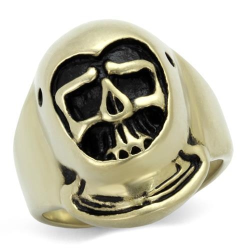 Tk2447 - Ip Antique Copper Stainless Steel Ring With Epoxy In Jet
