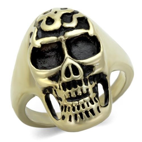 Tk2450 - Ip Antique Copper Stainless Steel Ring With Epoxy In Jet
