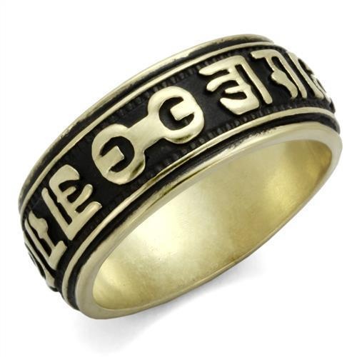Tk2471 - Ip Antique Copper Stainless Steel Ring With Epoxy In Jet
