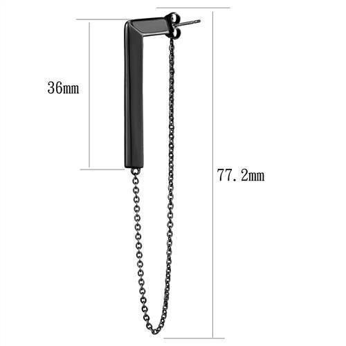 Ip Light Black (Ip Gun) Stainless Steel Earrings With No Stone