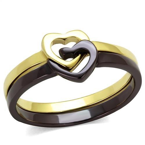 Tk2548 - Ip Gold & Ip Dark Brown (Ip Coffee) Stainless Steel Ring With No Stone