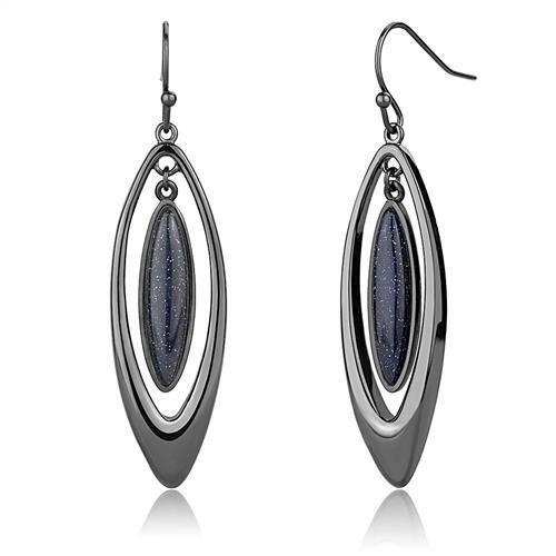 Ip Light Black (Ip Gun) Stainless Steel Earrings With Blue Sand In Montana