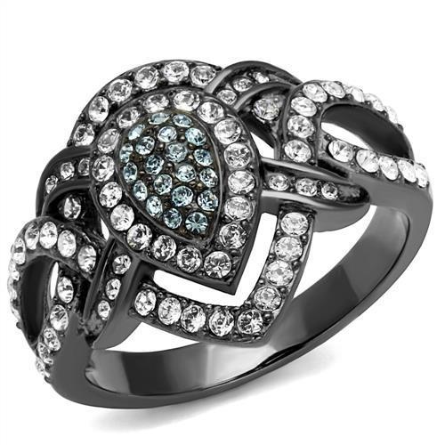 Tk2679 - Ip Light Black (Ip Gun) Stainless Steel Ring With Top Grade Crystal In Multi Color