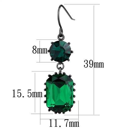 Ip Dark Brown (Ip Coffee) Stainless Steel Earrings With Top Grade Crystal In Emerald