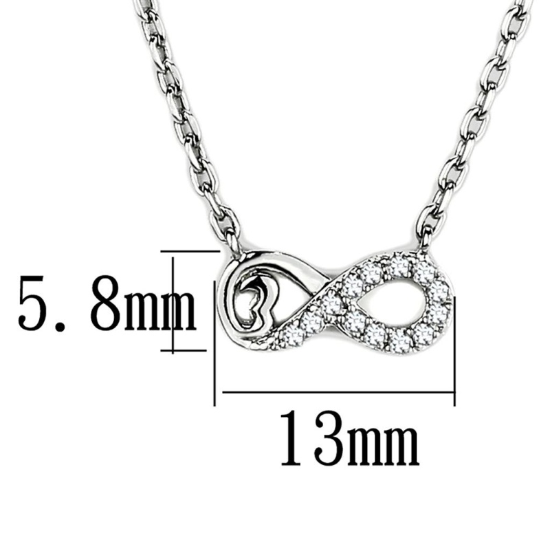 Tk2885 - High Polished (No Plating) Stainless Steel Necklace With Aaa Grade Cz In Clear - 16"