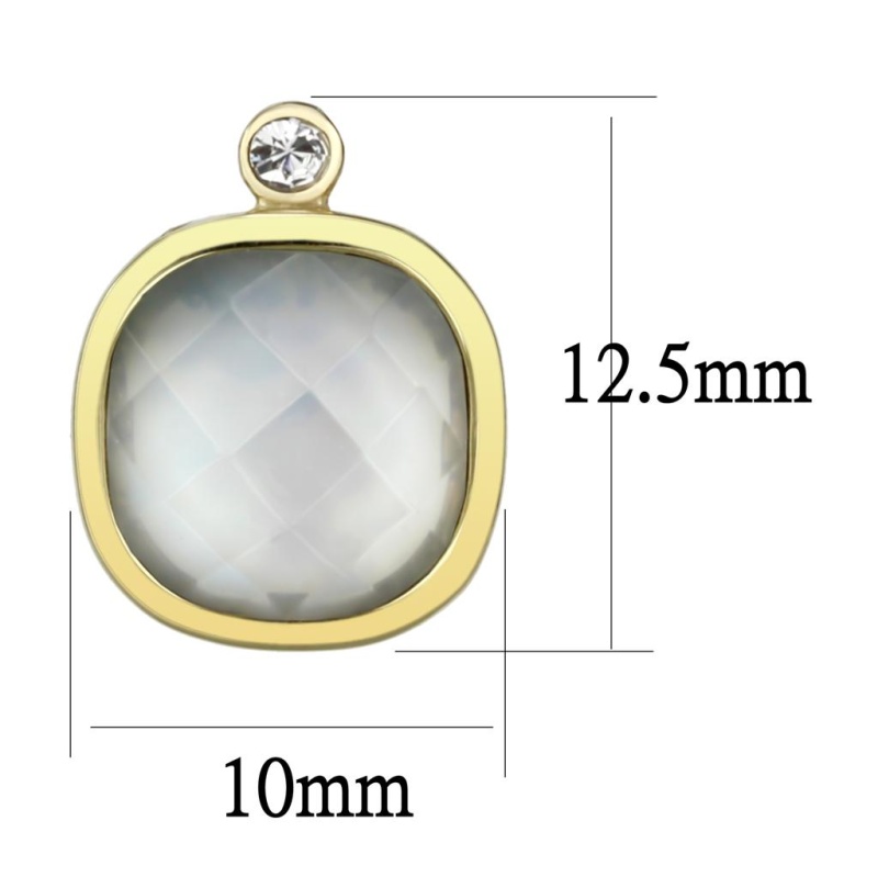 Ip Gold(Ion Plating) Stainless Steel Earrings With Precious Stone Conch In White