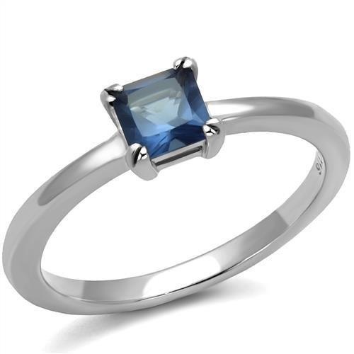 Tk2979 - High Polished (No Plating) Stainless Steel Ring With Synthetic Synthetic Glass In Montana