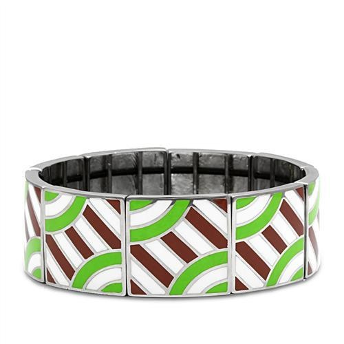 Tk298 - High Polished (No Plating) Stainless Steel Bracelet With No Stone - 7.5"