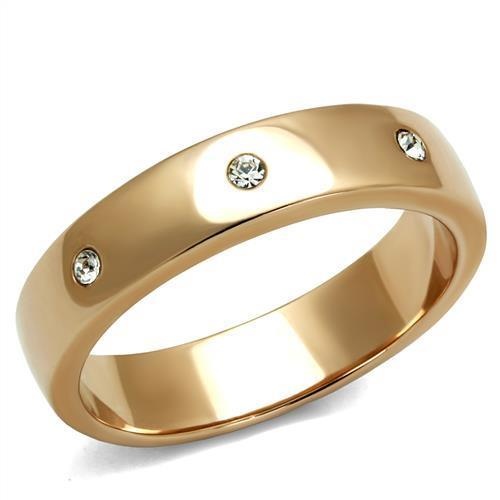 Tk3107 - Ip Rose Gold(Ion Plating) Stainless Steel Ring With Top Grade Crystal In Clear