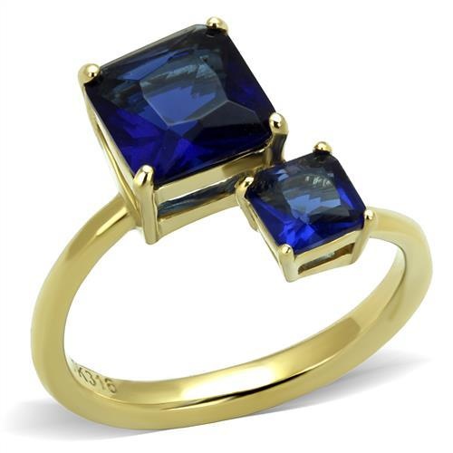 Tk3110 - Ip Gold(Ion Plating) Stainless Steel Ring With Synthetic Synthetic Glass In Montana