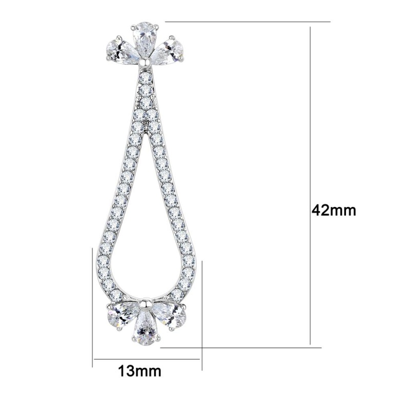 High Polished (No Plating) Stainless Steel Earrings With Aaa Grade Cz In Clear