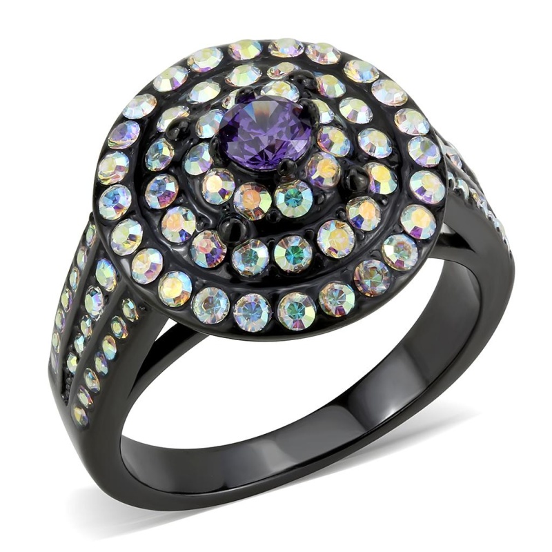 Tk3580 - Ip Black(Ion Plating) Stainless Steel Ring With Assorted In Multi Color