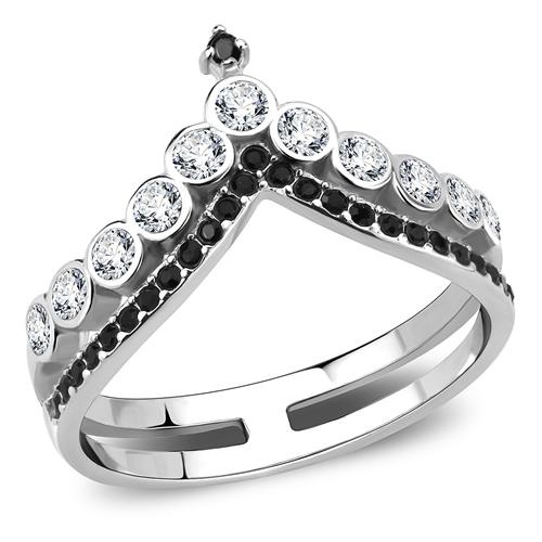 Tk3588 - No Plating Stainless Steel Ring With Top Grade Crystal In Clear