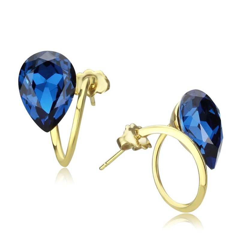 Ip Gold(Ion Plating) Stainless Steel Earrings With Top Grade Crystal In Montana