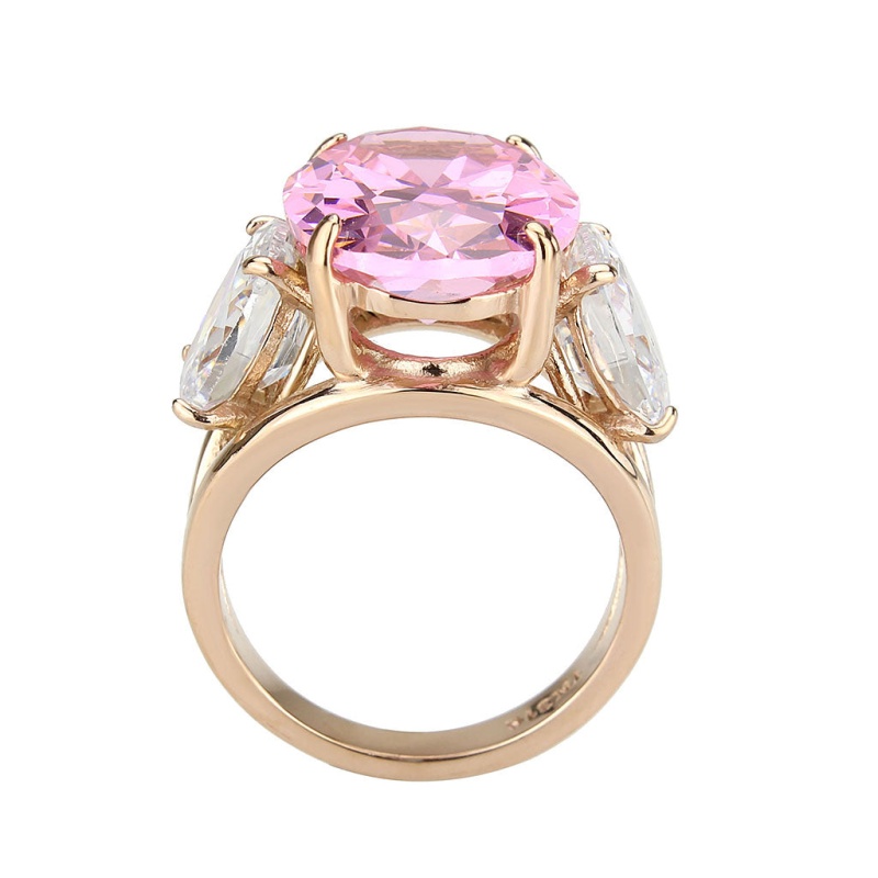 Tk3789 - Ip Rose Gold(Ion Plating) Stainless Steel Ring With Aaa Grade Cz In Rose