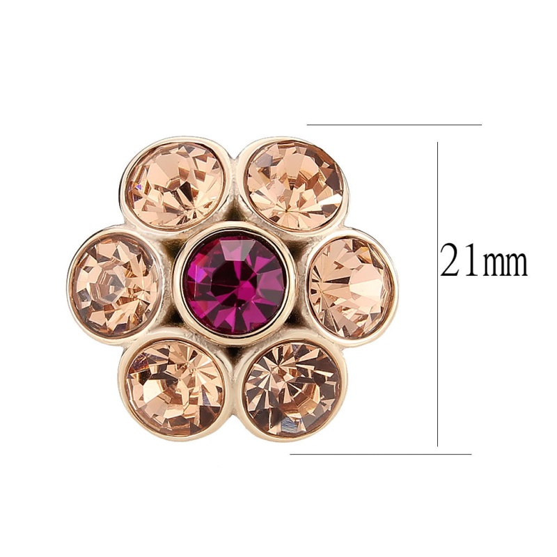 Tk3824 - Ip Rose Gold(Ion Plating) Stainless Steel Ring With Top Grade Crystal In Multicolor