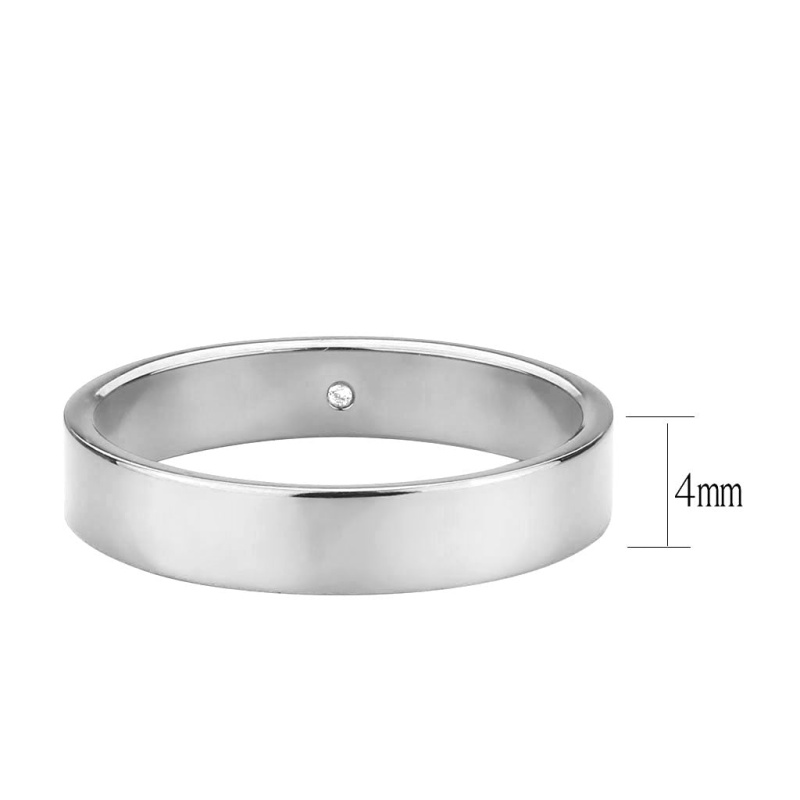 Tk3832n- High Polished( No Plated) Stainless Steel Ring With Top Grade Crystal In Clear