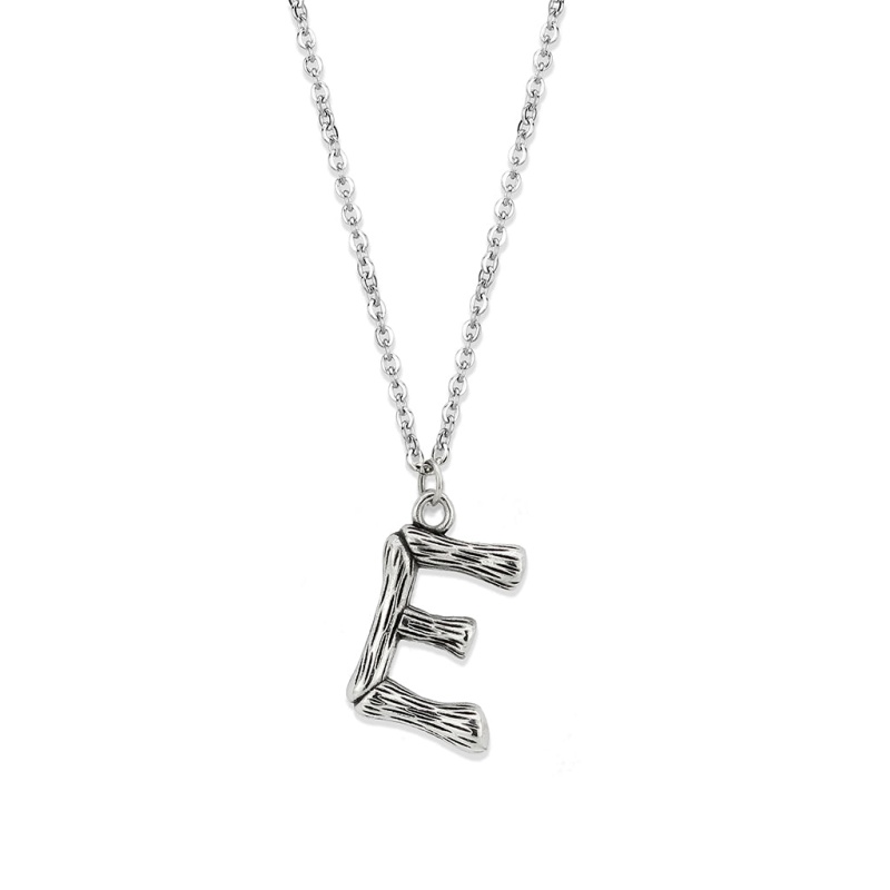 Tk3853e High Polished Stainless Steel Chain Initial Pendant - Letter E - 16"