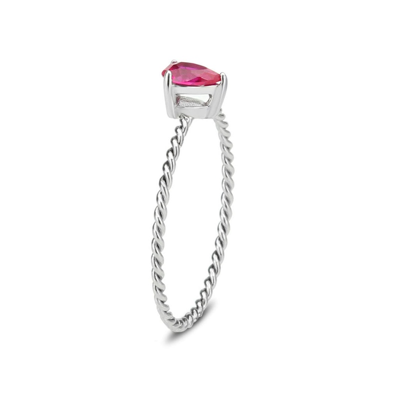 Tk3863 - High Polished (No Plating) Stainless Steel Ring With Aaa Grade Cz In Ruby