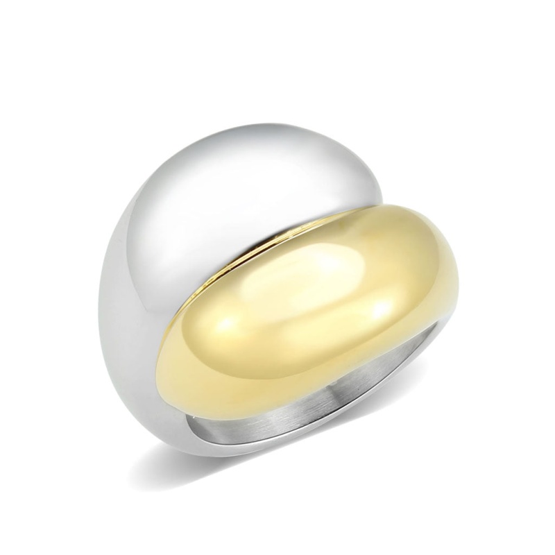 Tk3887 - Two Tone Ip Gold (Ion Plating) Stainless Steel Ring With Nostone In No Stone