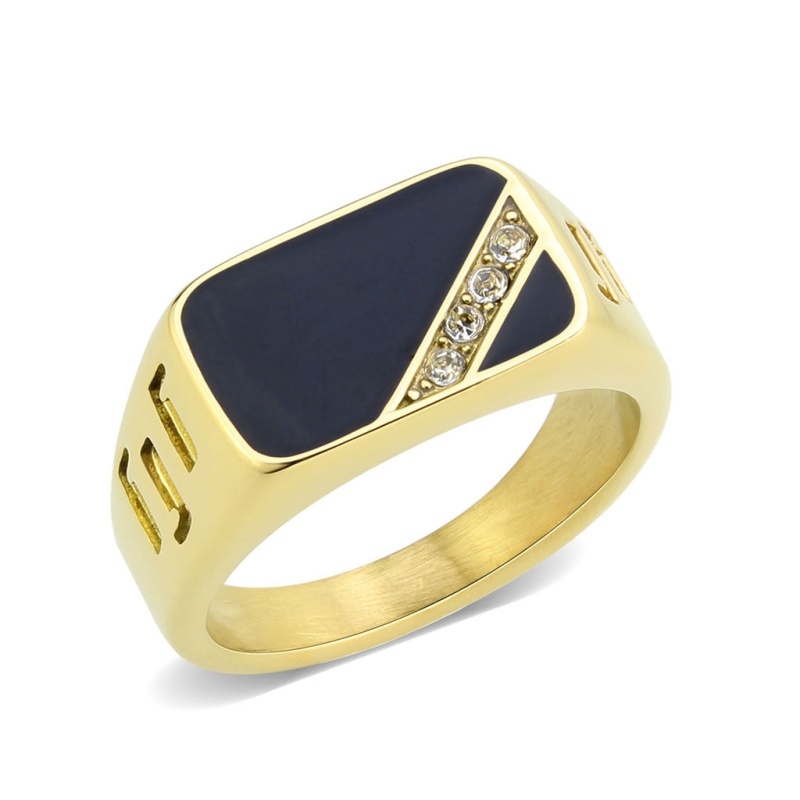 Tk3898 - Ip Gold(Ion Plating) Stainless Steel Ring With Top Grade Crystal In Clear