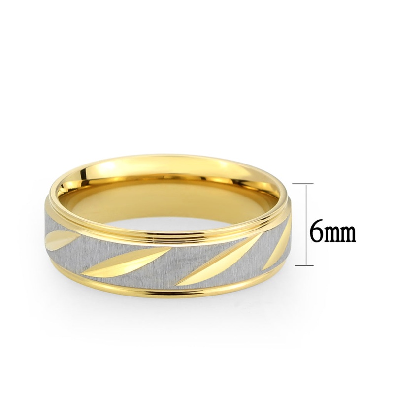 Tk3919 - Two Tone Ip Gold (Ion Plating) Stainless Steel Ring With Nostone In No Stone