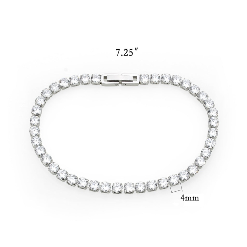 Tk3947 - High Polished (No Plating) Stainless Steel Bracelet With Aaa Grade Cz In Clear - 7.25"