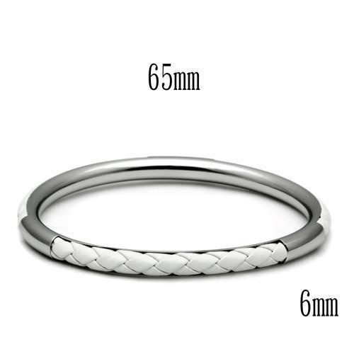 Tk405 - High Polished (No Plating) Stainless Steel Bangle With No Stone - 8"