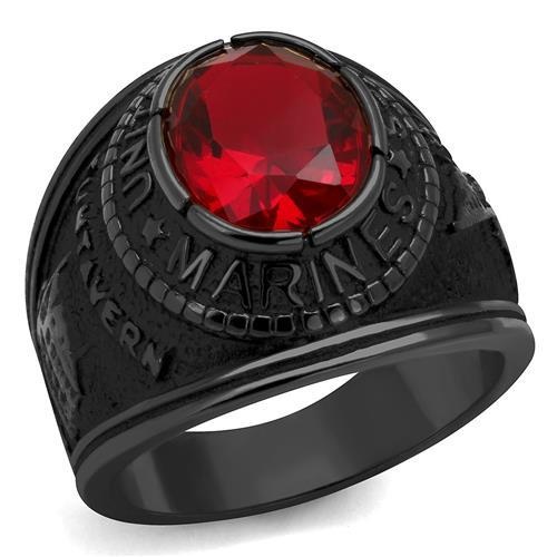 Tk414703j - Ip Black(Ion Plating) Stainless Steel Ring With Synthetic Synthetic Glass In Siam