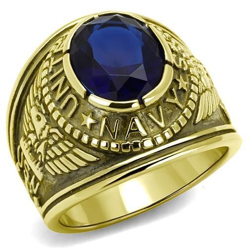 Tk414707g - Ip Gold(Ion Plating) Stainless Steel Ring With Synthetic Synthetic Glass In Montana
